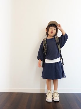 「アイテム（スカート）」を使った、kotoさん（キッズ・100cm）の秋コーディネート