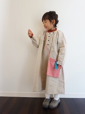 「フリルネック」｜「アイテム（その他）」を使った、kotoさん（キッズ・100cm）の冬コーディネート