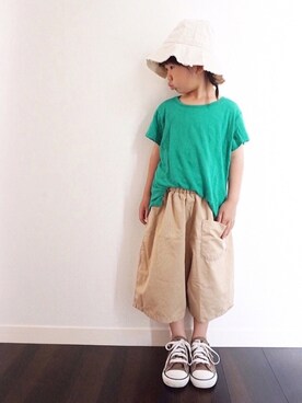 「カラーTシャツ」｜「アイテム（その他）」を使った、kotoさん（キッズ・100cm）の春コーディネート