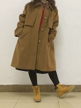 「大学生」｜「アイテム（ダッフルコート）」を使った、LULUCHOIさん（レディース・156cm）の冬コーディネート