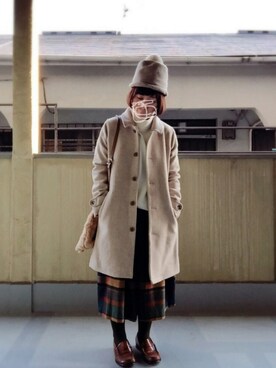 「kvell（ケベル）のアイテム（帽子）」を使った、はぐさん（レディース・146cm）の冬コーディネート