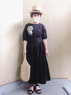 「黒いワンピース」｜はぐさん（レディース・146cm）の夏コーディネート
