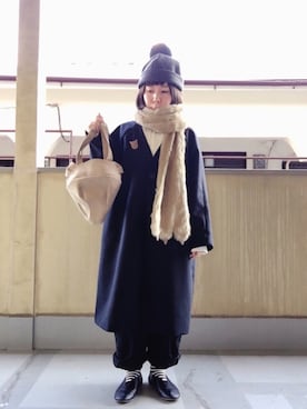 「クマバッグ」｜はぐさん（レディース・146cm）の冬コーディネート