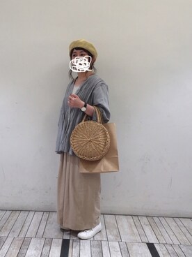 「ペールトーン」｜「アイテム（ハンチング/ベレー帽）」を使った、はぐさん（レディース・146cm）の夏コーディネート