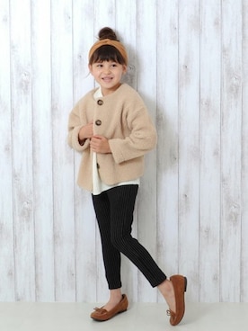 「アイテム（カーディガン/ボレロ）」を使った、LACEEQさん（キッズ・120cm）の秋コーディネート