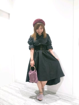「スカラップ」｜「アイテム（ハンチング/ベレー帽）」を使った、naoさん（レディース・158cm）の夏コーディネート