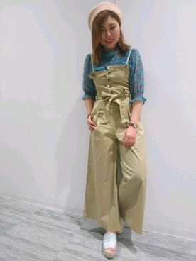 「AS KNOW AS PINKY（アズノゥアズピンキー）のアイテム（オールインワン・サロペット）」を使った、naoさん（レディース・158cm）の春コーディネート