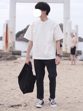 「FACTOTUM（ファクトタム）のアイテム（パンツ）」を使った、ponさん（メンズ・168cm）の夏コーディネート