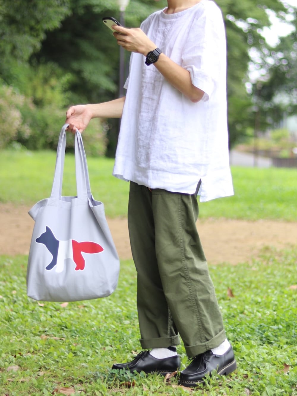 「AUGUSTE PRESENTATIONのAUGUSTE PRESENTASION/オーギュストプレゼンテーション/パジャマTee（Tシャツ/カットソー、ホワイト系）」を使った、ponさん（メンズ・168cm）の夏コーディネートの1枚目の写真