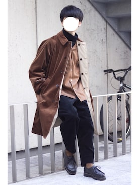 「Steven Alan（スティーブンアラン）のアイテム（ステンカラーコート）」を使った、ponさん（メンズ・168cm）の秋コーディネート