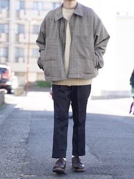 「marka（マーカ）のアイテム（スラックス）」を使った、ponさん（メンズ・168cm）の冬コーディネート