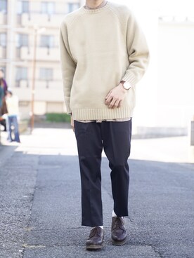 「marka（マーカ）のアイテム（スラックス）」を使った、ponさん（メンズ・168cm）の冬コーディネート