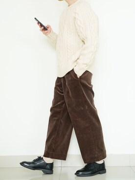 「LENO（リノ）のアイテム（パンツ）」を使った、ponさん（メンズ・168cm）の冬コーディネート