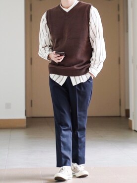「marka（マーカ）のアイテム（スラックス）」を使った、ponさん（メンズ・168cm）の春コーディネート