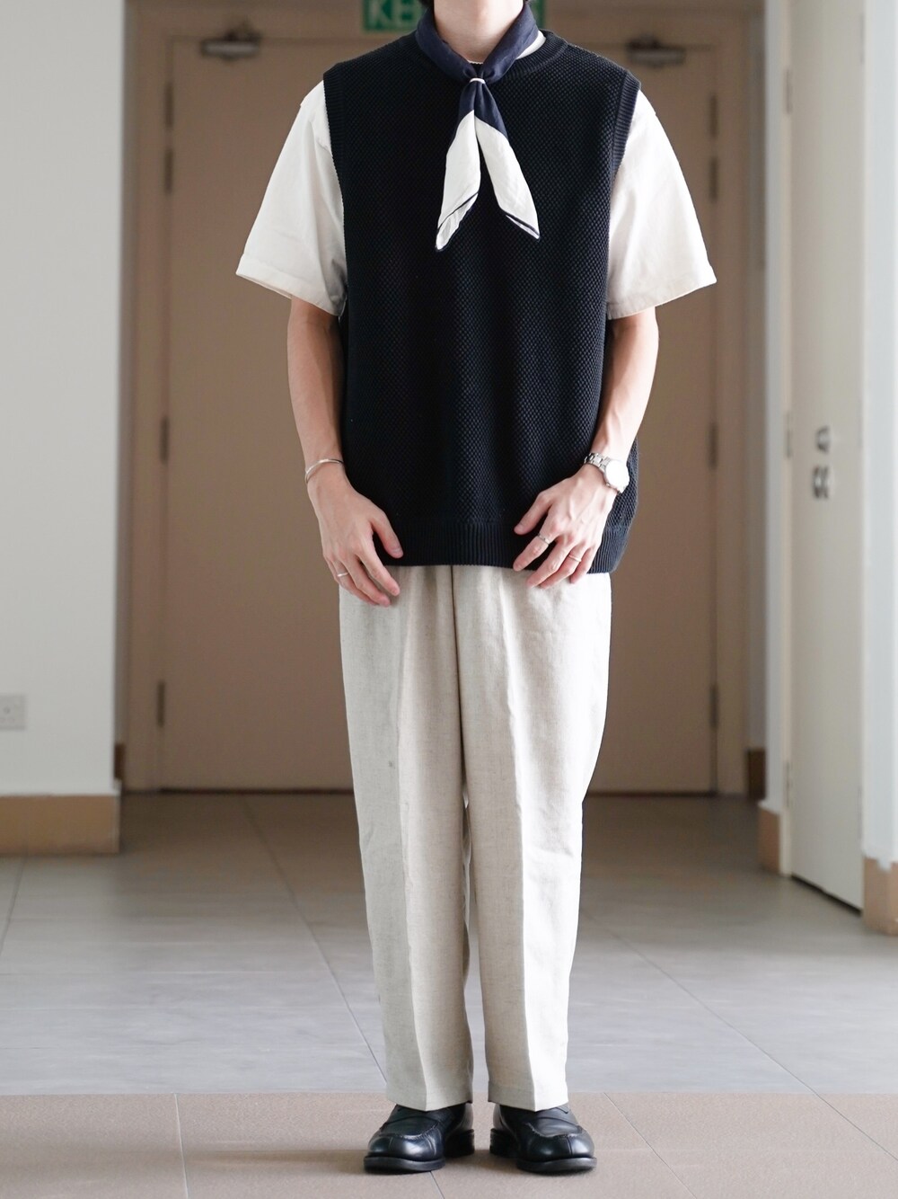 crepuscule（クレプスキュール）の「ニット ベスト moss stitch vest