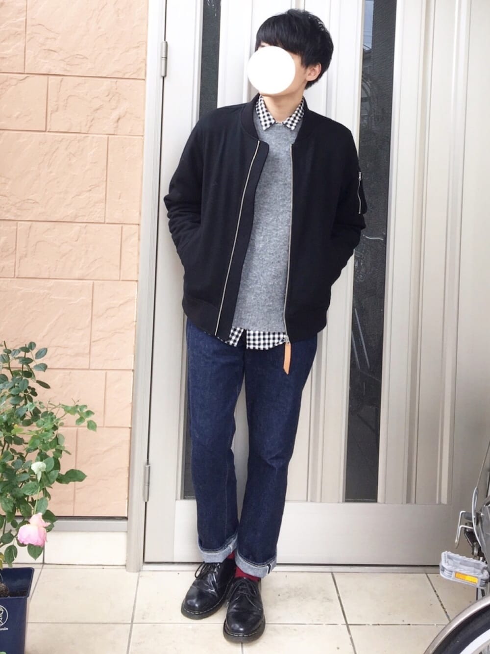 「MA-1」｜「Dr. MartensのDr.Martens (ドクターマーチン)/1461 3EYE GIBSON SHOES（その他シューズ、ブラック系）」を使った、ponさん（メンズ・168cm）の冬コーディネートの1枚目の写真