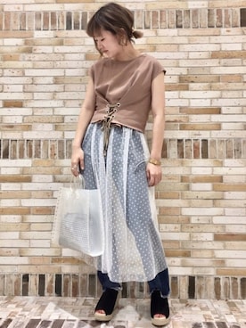 「archives（アルシーヴ）のアイテム（シューズ）」を使った、おがさん（レディース・155cm）の春コーディネート