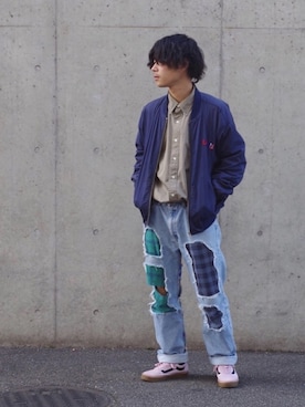 「アイテム（ブルゾン）」を使った、おーしばさん（メンズ・170cm）の秋コーディネート