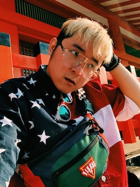「Guess（ゲス）のアイテム（バッグ）」を使った、ＣＡＭＢＯ•チョウさん（メンズ・176cm）の春コーディネート
