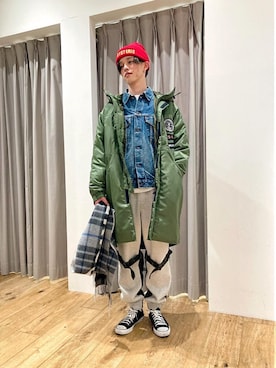 「HYSTERIC GLAMOUR（ヒステリックグラマー）のアイテム（ダウンジャケット/コート）」を使った、Ryotaroooさん（メンズ・175cm）の冬コーディネート