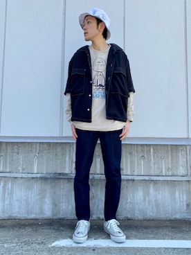 「JUNRED（ジュンレッド）のアイテム（スニーカー）」を使った、makoさん（メンズ・172cm）の春コーディネート
