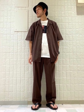 「JUNRED（ジュンレッド）のアイテム（帽子）」を使った、makoさん（メンズ・172cm）の夏コーディネート