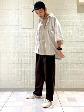 「JUNRED（ジュンレッド）のアイテム（キャップ）」を使った、makoさん（メンズ・172cm）の夏コーディネート