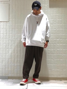 「JUNRED（ジュンレッド）のアイテム（パーカー）」を使った、makoさん（メンズ・172cm）の秋コーディネート