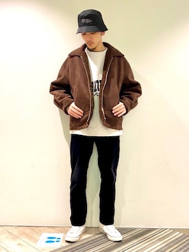 「JUNRED（ジュンレッド）のアイテム（ブルゾン）」を使った、makoさん（メンズ・172cm）の冬コーディネート