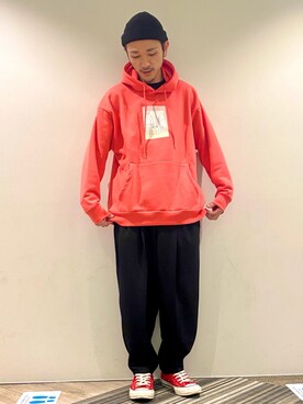 「JUNRED（ジュンレッド）のアイテム（ニットキャップ/ビーニー）」を使った、makoさん（メンズ・172cm）の冬コーディネート