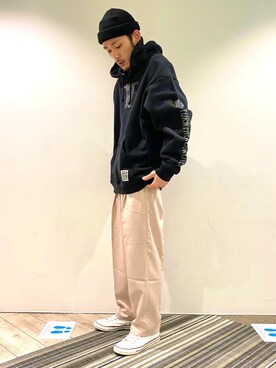 「JUNRED（ジュンレッド）のアイテム（パーカー）」を使った、makoさん（メンズ・172cm）の冬コーディネート