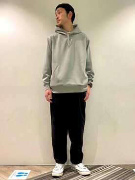 「JUNRED（ジュンレッド）のアイテム（パーカー）」を使った、makoさん（メンズ・172cm）の冬コーディネート