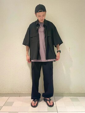 「バックプリント」｜makoさん（メンズ・172cm）の夏コーディネート