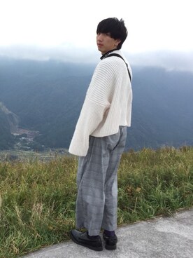 「レディース」｜「アイテム（スラックス）」を使った、かずさんさん（メンズ・170cm）の秋コーディネート