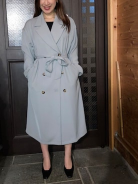 「GU（ジーユー）のアイテム（トレンチコート、グリーン系）」を使った、itakura101さん（レディース・164cm）の冬コーディネート