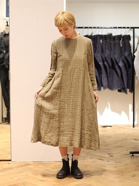 「YAECA（ヤエカ）のアイテム（ワンピース/ドレス）」を使った、おはるさん（レディース・165cm）の春コーディネート