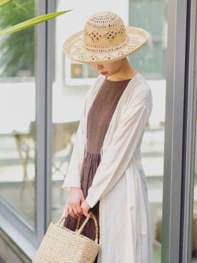 「YAECA」｜「アイテム（ワンピース/ドレス）」を使った、おはるさん（レディース・165cm）の夏コーディネート