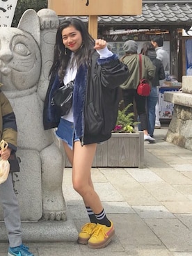 「EMODA（エモダ）のアイテム（ピアス（両耳用））」を使った、さきえさん（レディース・164cm）の春コーディネート