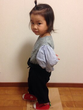 「petit main（プティマイン）のアイテム（チノパンツ）」を使った、nikoさん（キッズ・90cm）の春コーディネート