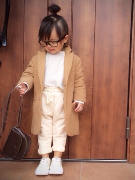 「UNIQLO（ユニクロ）のアイテム（チェスターコート）」を使った、♡reinaaa♡さん（キッズ・80cm）の冬コーディネート