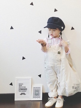 「マリンキャップ」｜「アイテム（オールインワン・サロペット）」を使った、♡reinaaa♡さん（キッズ・80cm）の冬コーディネート