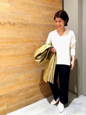 「Keds（ケッズ）のアイテム」を使った、BSHOPみなとみらいスタッフさん（レディース・155cm）の冬コーディネート