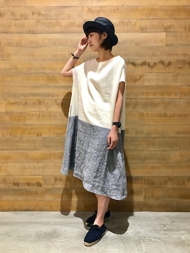 「KIJIMA TAKAYUKI」｜「アイテム（ニットキャップ/ビーニー）」を使った、BSHOPみなとみらいスタッフさん（メンズ・160cm）の夏コーディネート