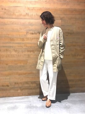 「CHAMULA（チャムラ）のアイテム」を使った、BSHOPみなとみらいスタッフさん（レディース・170cm）の春コーディネート