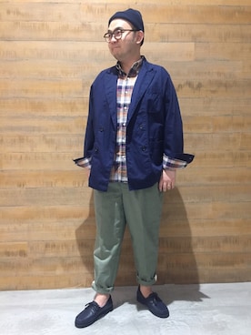 「Engineered Garments（エンジニアードガーメンツ）のアイテム」を使った、BSHOPみなとみらいスタッフさん（メンズ・170cm）の春コーディネート