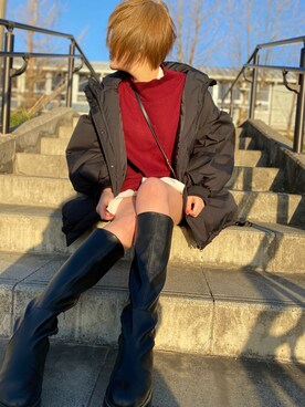 「JEANASIS（ジーナシス）のアイテム（ダウンジャケット/コート）」を使った、mikanさん（レディース・167cm）の冬コーディネート