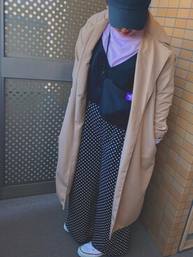 「RETRO GIRL（レトロガール）のアイテム（トレンチコート）」を使った、おんさん（レディース・155cm）の春コーディネート