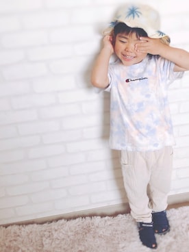 「MIKI HOUSE（ミキハウス）のアイテム（サンダル）」を使った、HYHAmamさん（キッズ・100cm）の夏コーディネート