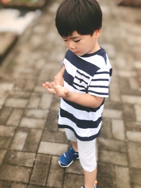 「DOUBLE_B（ダブルビー）のアイテム（パンツ）」を使った、HYHAmamさん（キッズ・100cm）の夏コーディネート