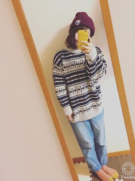 「used mix」｜「アイテム（ニットキャップ/ビーニー）」を使った、まっちゃんさん（レディース・157cm）の秋コーディネート